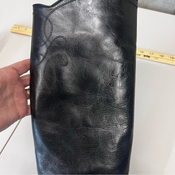 Vaneli Black Leather Western Pull On Knee High Boots Size 8.5 - Picture 11 of 14